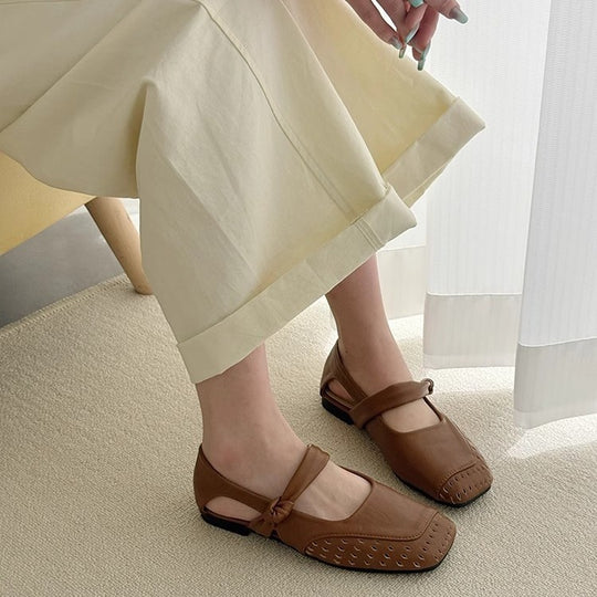 Damen Ballerinas mit modischem Riemchen und durchbrochenem Design R&B