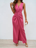 Damen Langkleid mit elegantem Wickeldesign und figurbetontem Schnitt R&B