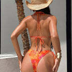 Damen Bikini-Top mit verzierten Bändern und passendem Wickelrock R&B