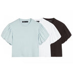 Damen modisches Crop-Top mit voluminösen Puffärmeln R&B