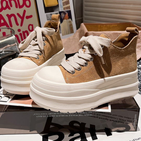 Damen Sportliche Chunky Sneakers mit hohem Plateau und atmungsaktiver Oberflächenstruktur R&B