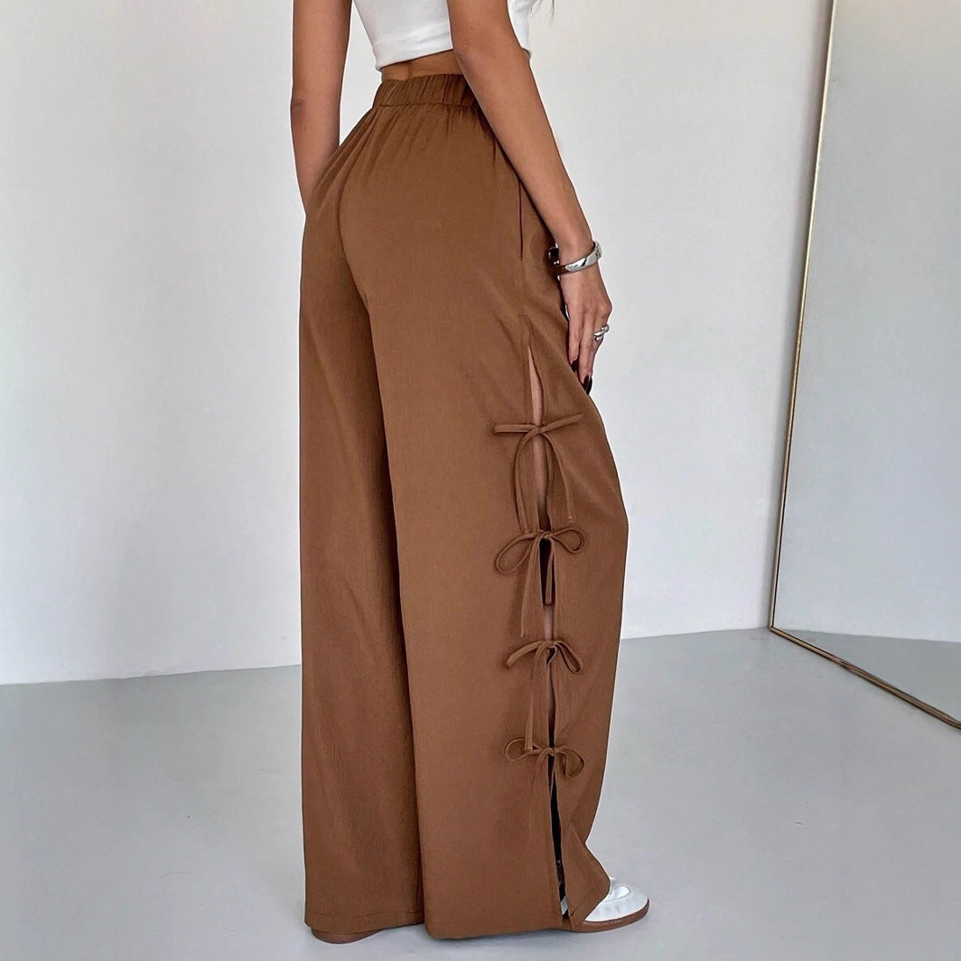 Damen weite Freizeithose mit seitlichen Schnürdetails R&B