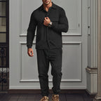 Herren nan feinstrukturiertes Hemdjacke- und Jogginghose-Set aus Sweat mit schmaler Passform R&B