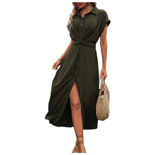 Damen Knielanges Hemdblusenkleid R&B