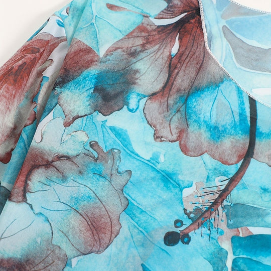 Damen transparenter Strandoberteil mit floralem Muster R&B