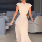 Damen Elegantes Maxikleid mit raffiniertem Wickeldesign und Blumenapplikation R&B
