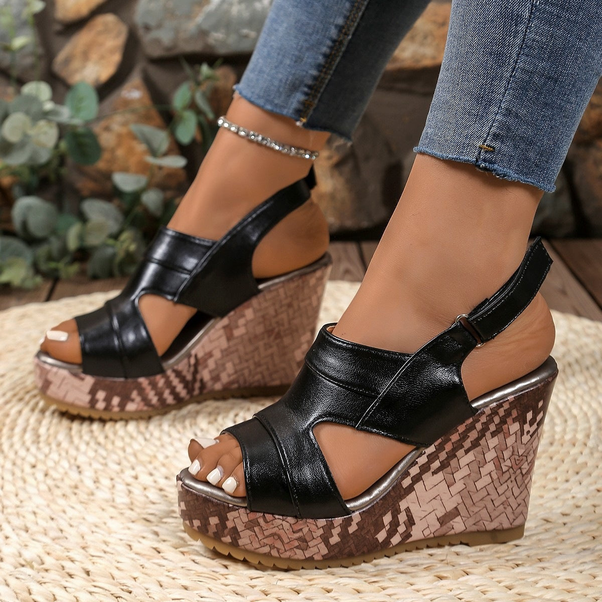 Damen Wedge-Sandalen mit eleganten Riemen R&B
