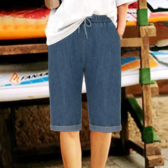 Damen Denim-Shorts mit elastischem Bund und lässigem Schnitt R&B