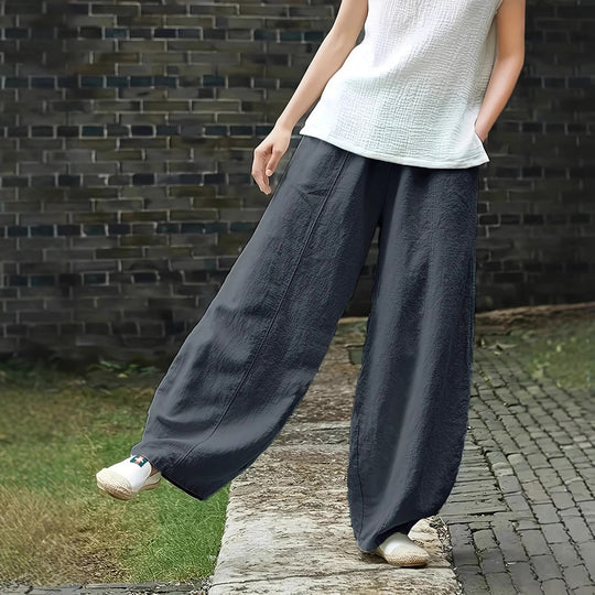 Damen Elegante Palazzo-Hose mit bequemer Passform und lockerem Schnitt R&B