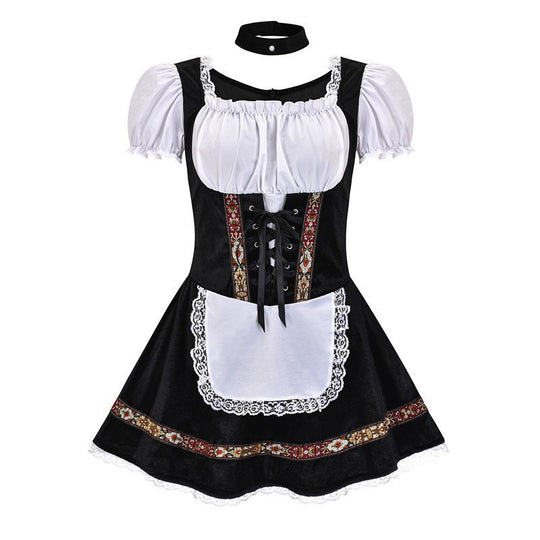 Damen Trachtenkleid mit romantischer Schnürung und dekorativen Rüschen R&B