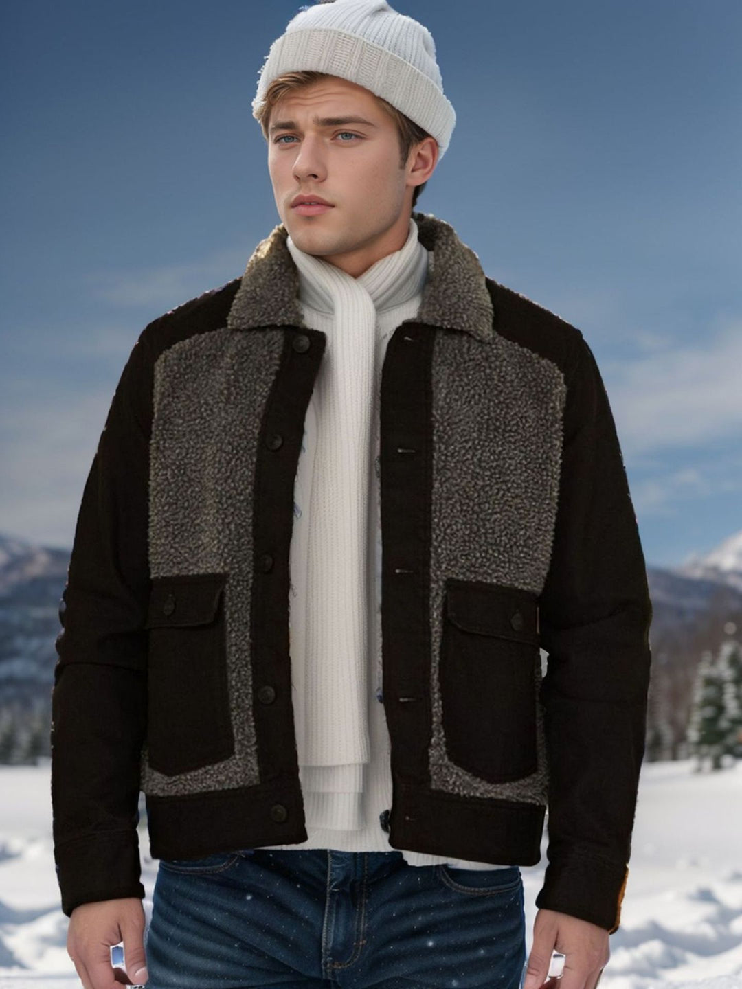 Herren etwas übergroße Jacke mit weichem Futter und praktischen Taschen R&B