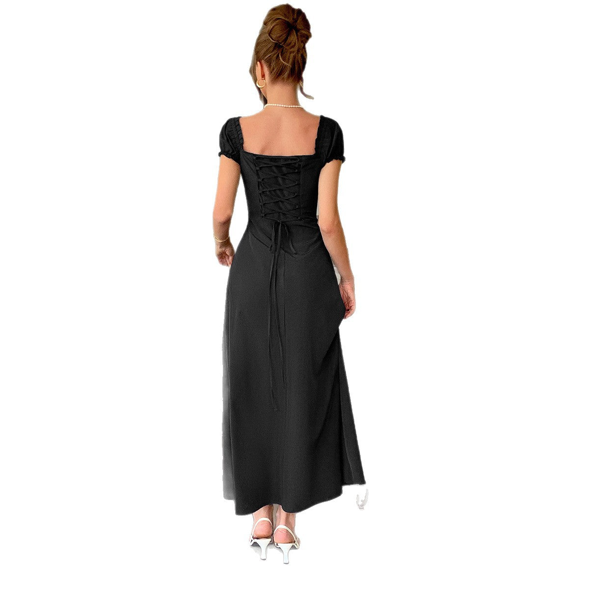 Damen Maxi-Kleid mit charmanten Rüschendetails und schmeichelndem Schnitt R&B