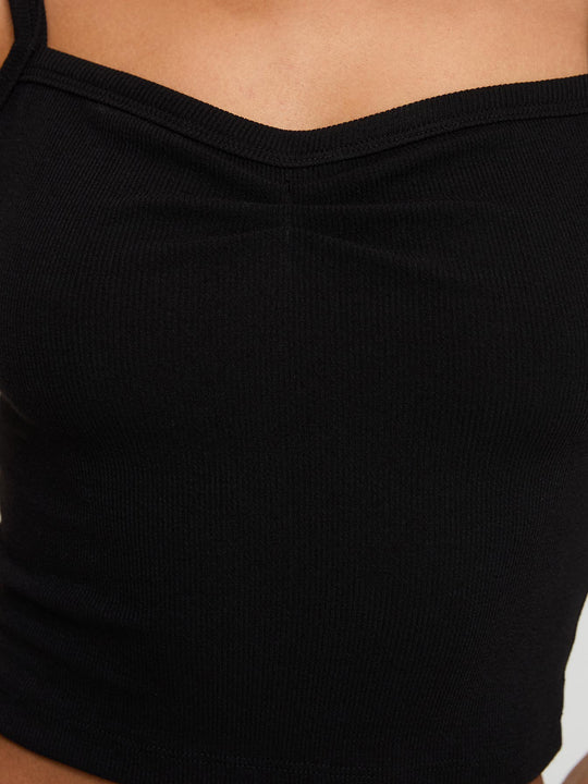Damen Crop Top mit feinen Rippdetails R&B