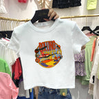 Damen Kurzärmeliges T-Shirt mit kreativem Printdesign und lockerer Passform