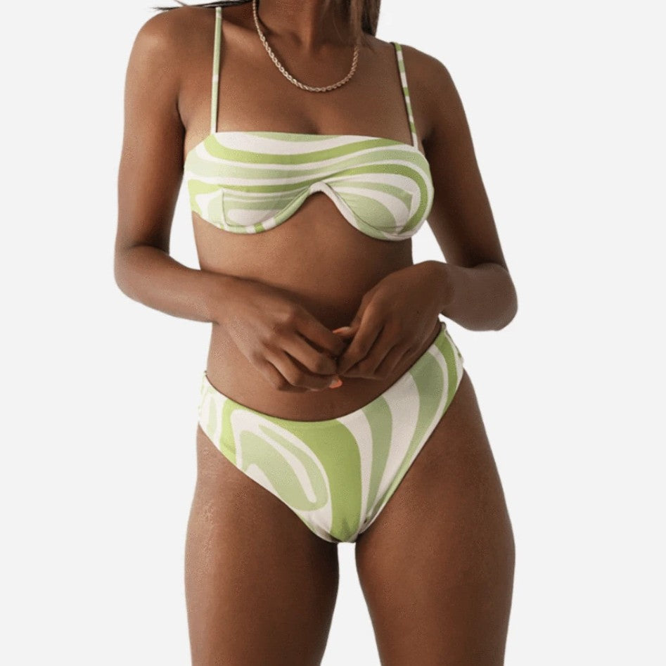 Damen Bandeau-Bikini mit einzigartigem Snakeskin-Muster und verstellbaren Trägern R&B