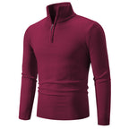 Herren eleganter Strickpullover mit Stehkragen und Reißverschluss R&B