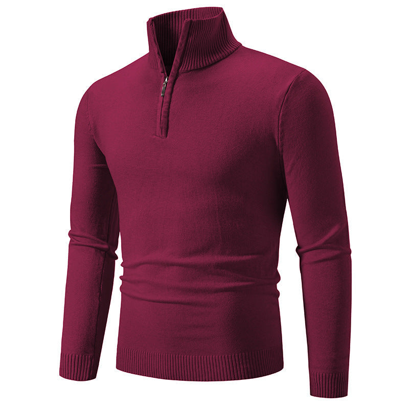 Herren eleganter Strickpullover mit Stehkragen und Reißverschluss R&B