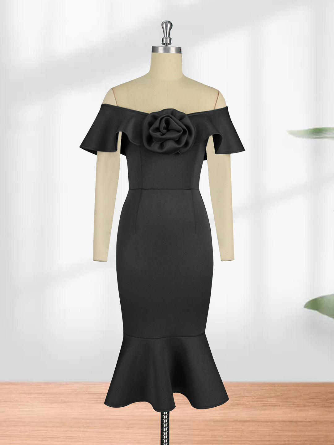 Damen figurbetontes Abendkleid mit Rüschendetails R&B