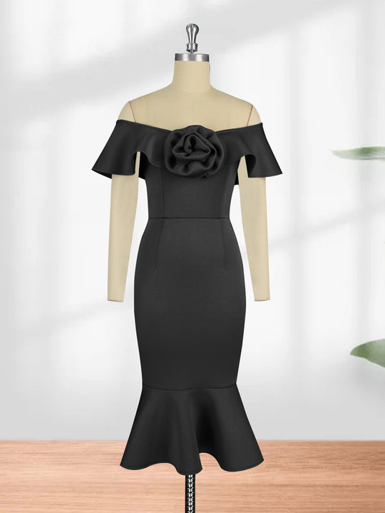 Damen figurbetontes Abendkleid mit Rüschendetails R&B
