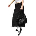 Damen Maxirock mit elegantem Punktmuster und bequemem Elastikbund R&B
