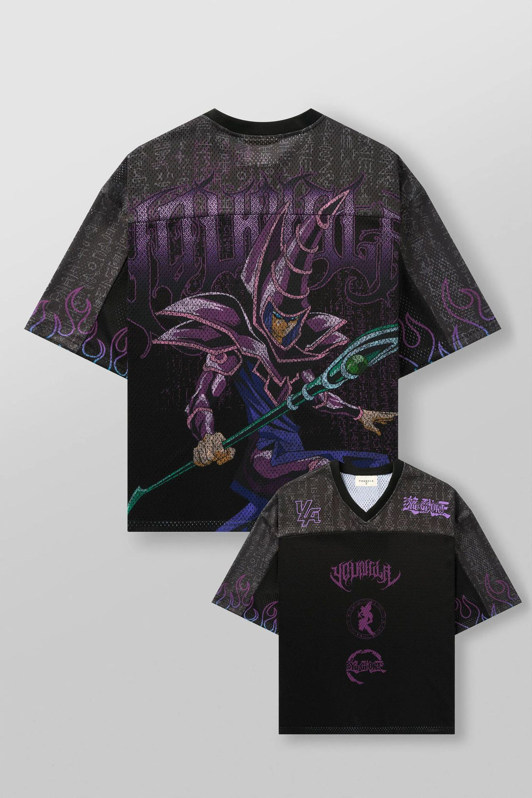 Unisex nan atmungsaktives Netz-Jersey mit großflächigem Anime-Print und V-Ausschnitt R&B