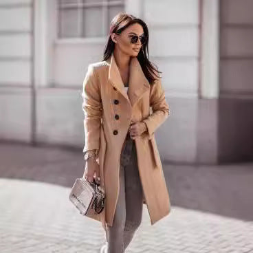 Damen Eleganter Woll-Trenchcoat R&B