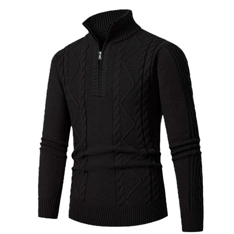 Herren Strickpullover mit hohem Kragen und Reißverschluss