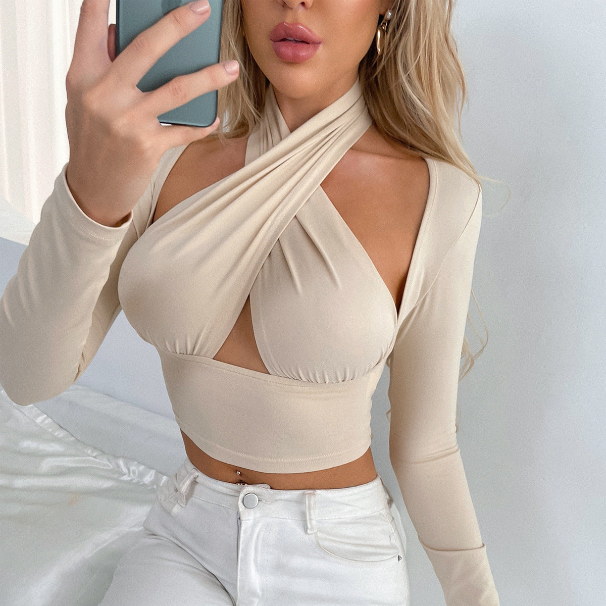 Damen Cropped Top mit innovativem Wickeldesign R&B