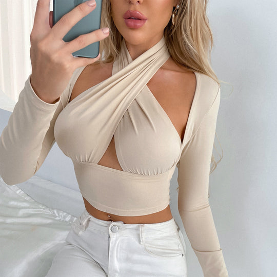 Damen Cropped Top mit innovativem Wickeldesign R&B
