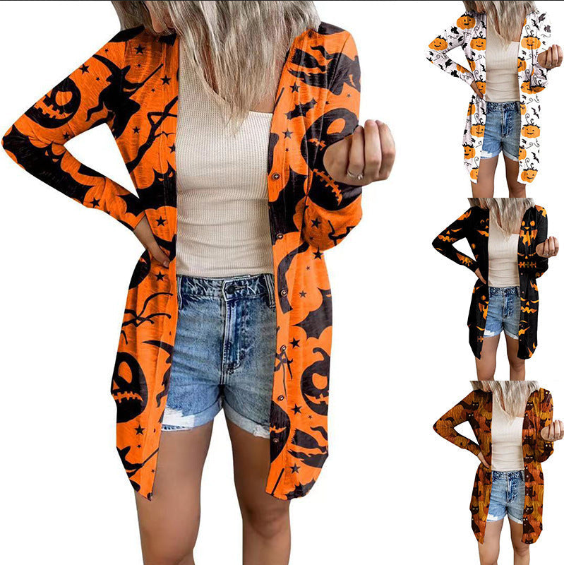Damen Langärmlige Bluse mit Tiermuster und Knopfverschluss R&B