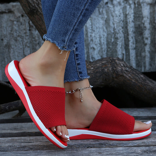 Damen bequeme Freizeitsandalen mit elastischem Obermaterial und ergonomischer Sohle R&B