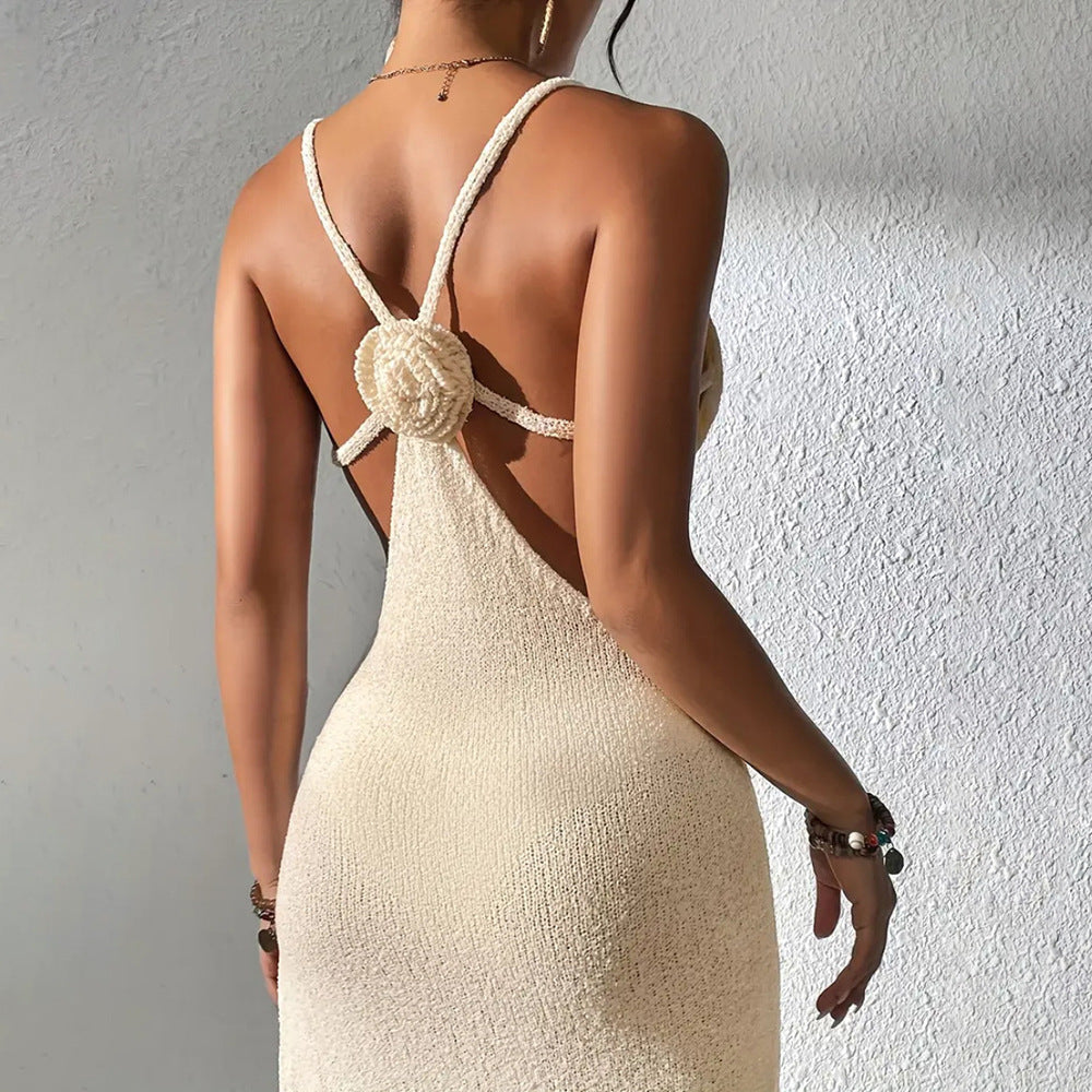 Damen figurbetontes Sommermaxikleid mit aufregendem Seitenschlitz R&B