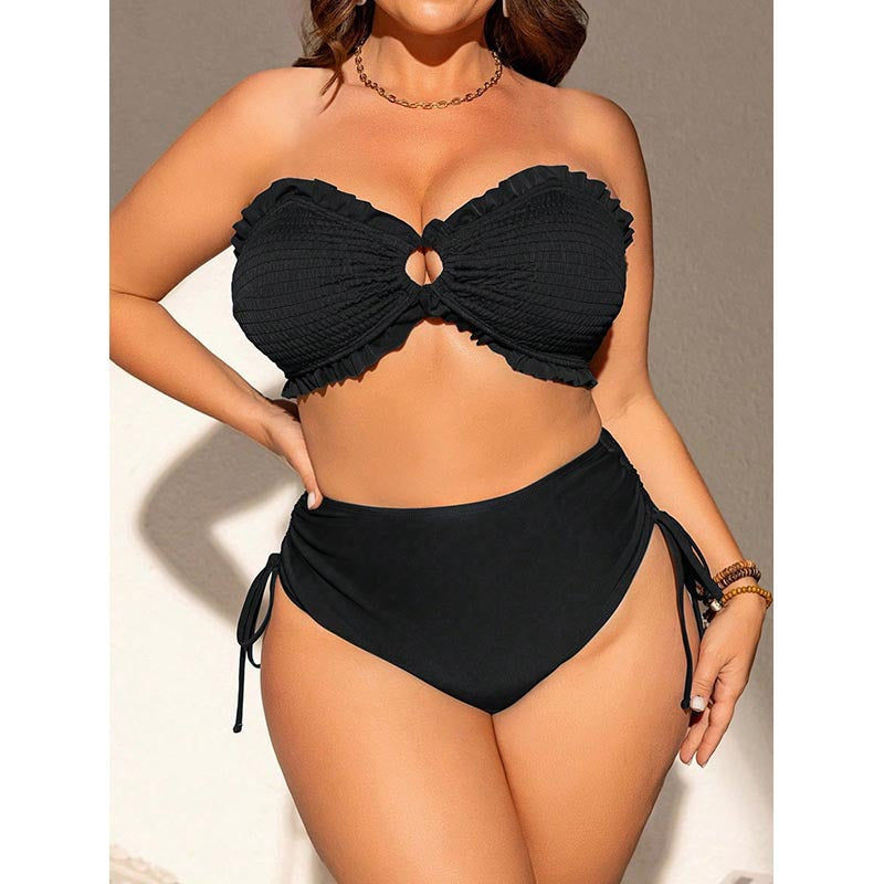 Damen Bandeau-Bikini mit Rüschendetails und verstellbaren Trägern R&B