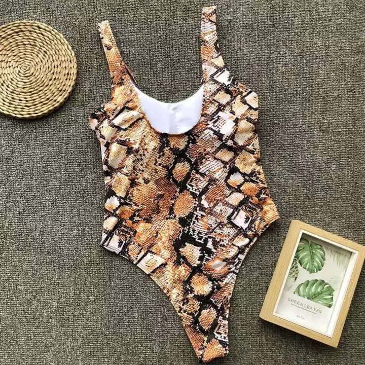 Damen Eleganter Einteiler im Schlangenmotiv R&B
