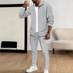 Herren nan Waffelstruktur-Jogginganzug mit Kapuzen-Zipjacke und konisch geschnittener Jogginghose R&B
