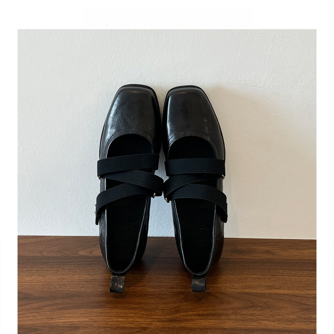 Damen elegante Ballerina-Pantoletten mit modischem Riemchen R&B