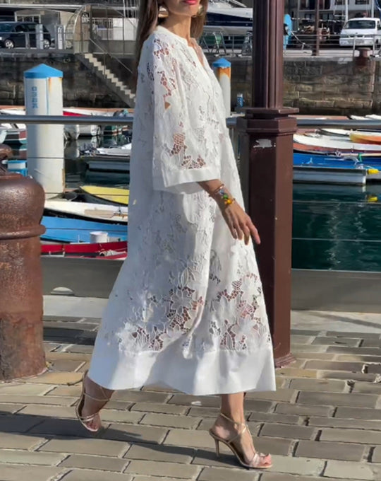Damen Elegantes Spitzen-Kaftan Kleid Heidi-Mode