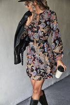 Damen Hemdblusenkleid mit verspieltem Paisleymuster und elastischem Bund R&B