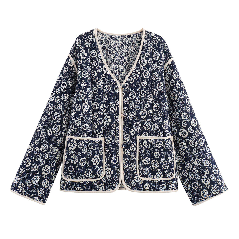 Damen gesteppte Jacke im floralem Design mit praktischen Taschen R&B