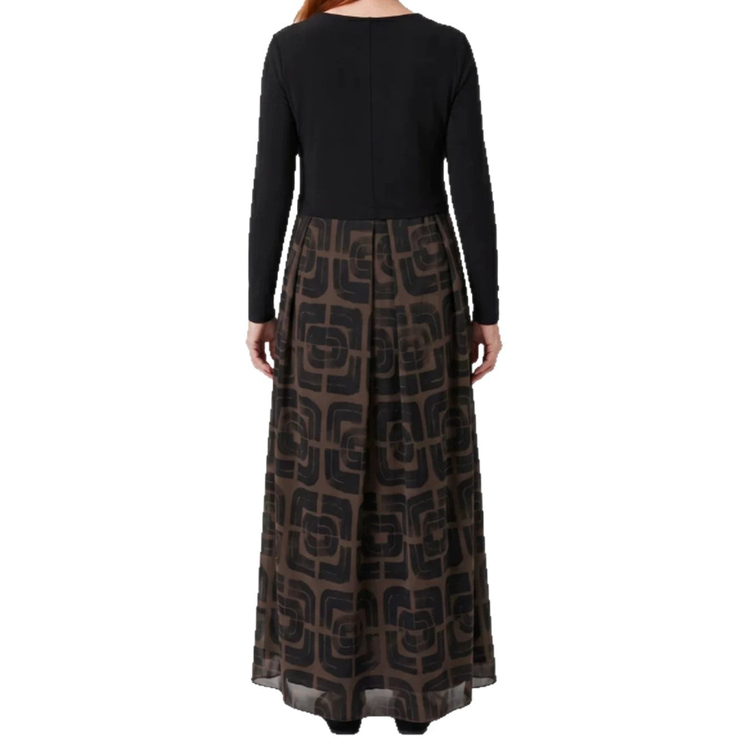 Damen nan V-Ausschnitt Maxikleid mit tailliertem Wickeloberteil und transparentem gemustertem Overlayrock R&B