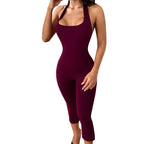 Damen figurbetonter Jumpsuit mit schmalen Trägern und raffinierter Schnittführung R&B