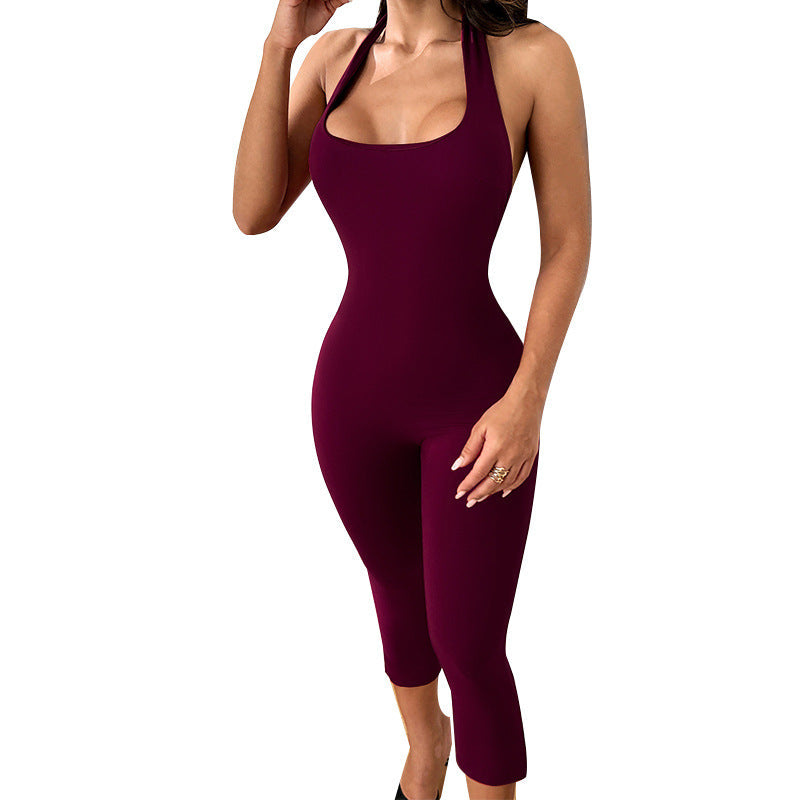 Damen figurbetonter Jumpsuit mit schmalen Trägern und raffinierter Schnittführung R&B
