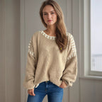 Damen lässiger Oversized-Pullover mit modischem Streifenmuster und strukturiertem Design R&B
