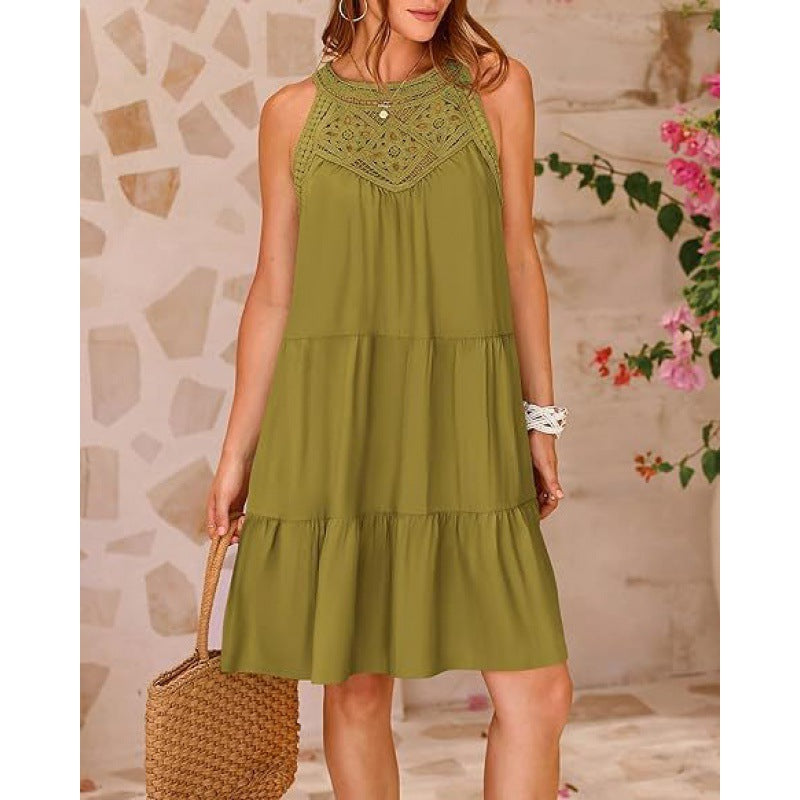 Damen Sommerkleid mit romantischen Häkel-Applikationen R&B