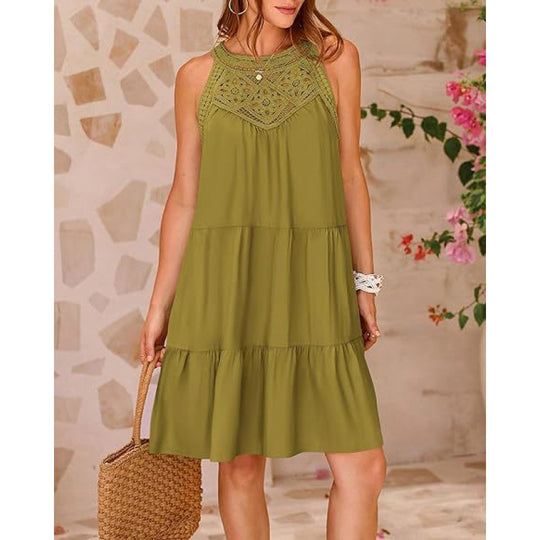 Damen Sommerkleid mit romantischen Häkel-Applikationen R&B