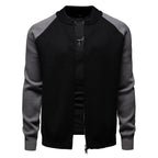 Herren modische Strickjacke mit durchgehendem Reißverschluss und kontrastierenden Ärmelstrukturen