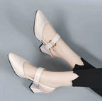 Damen Slingback Pumps mit elegantem Blockabsatz und verstellbarem Riemendesign R&B
