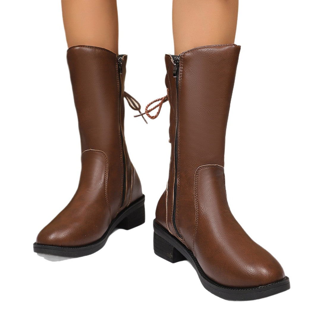 Damen Modische Stiefel mit Schnürung und seitlichem Reißverschluss R&B