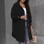 Damen Oversize-Chic Hemdenjacke mit Taschen und Knopfdetails
