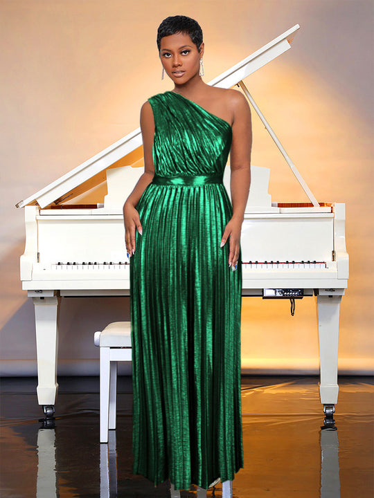 Damen plissiertes Abendkleid mit schimmerndem Oberteil R&B